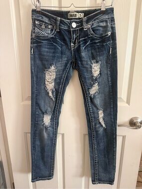 Zanadi Ripped Skinny Jeans in Dark Blue